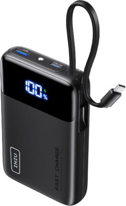 INIU Batterie Externe 20000mAh 45W Mini avec Câbles USB-C Intégrés - iPhone Samsung MacBook