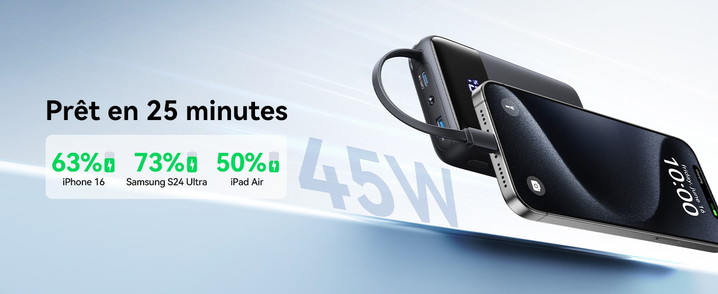 Charge rapide 25 minutes