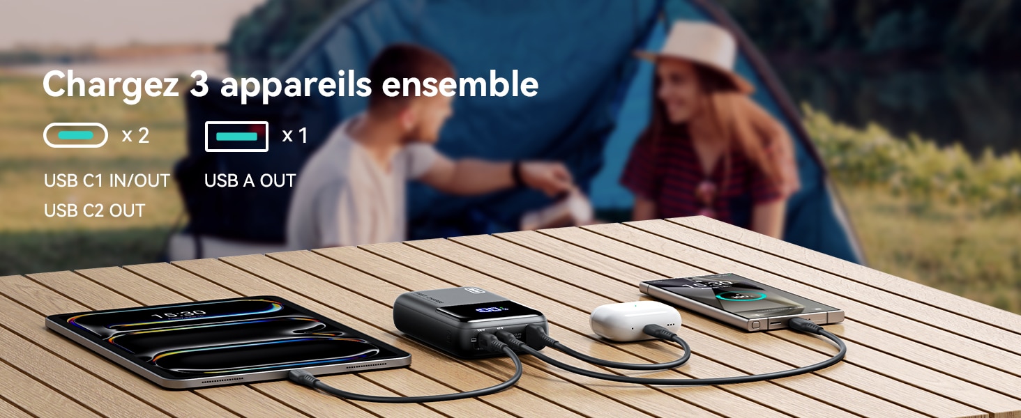 Chargez 3 appareils simultanément - Bannière INIU