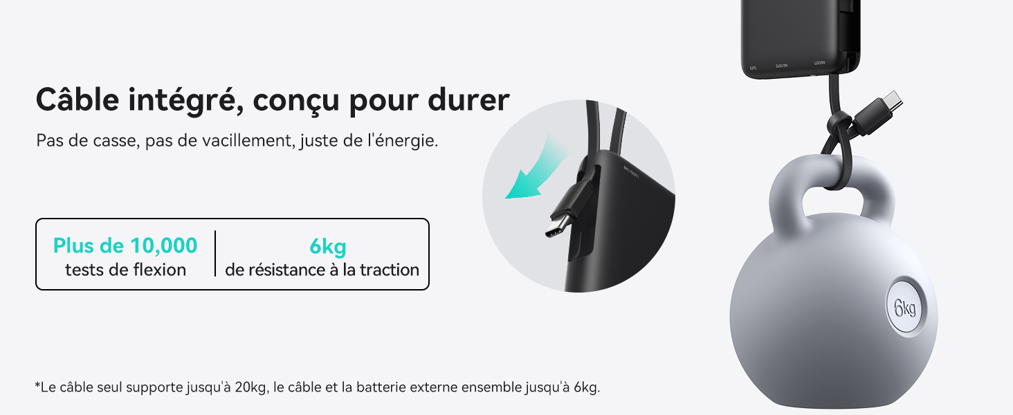 Résistance du câble de recharge 6kg